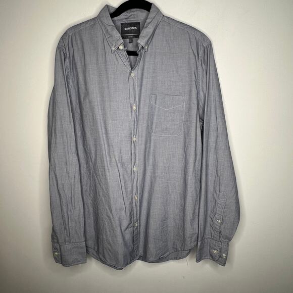 Bonobos Mens Chambray Standard Fit Button Down Shirt L - Picture 2 of 6
